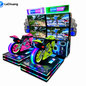 Multi-screen motorcycle racing arcade machine by LeChuang