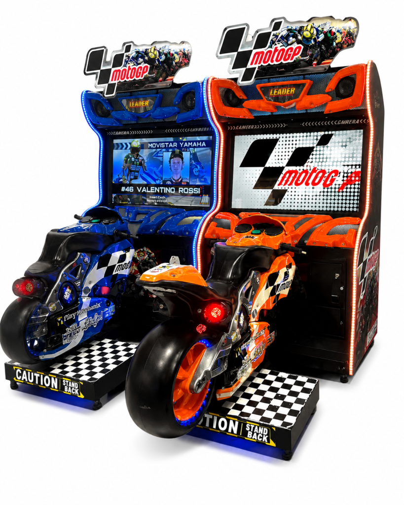 Two-player linked superbike racing arcade machine by LeChuang