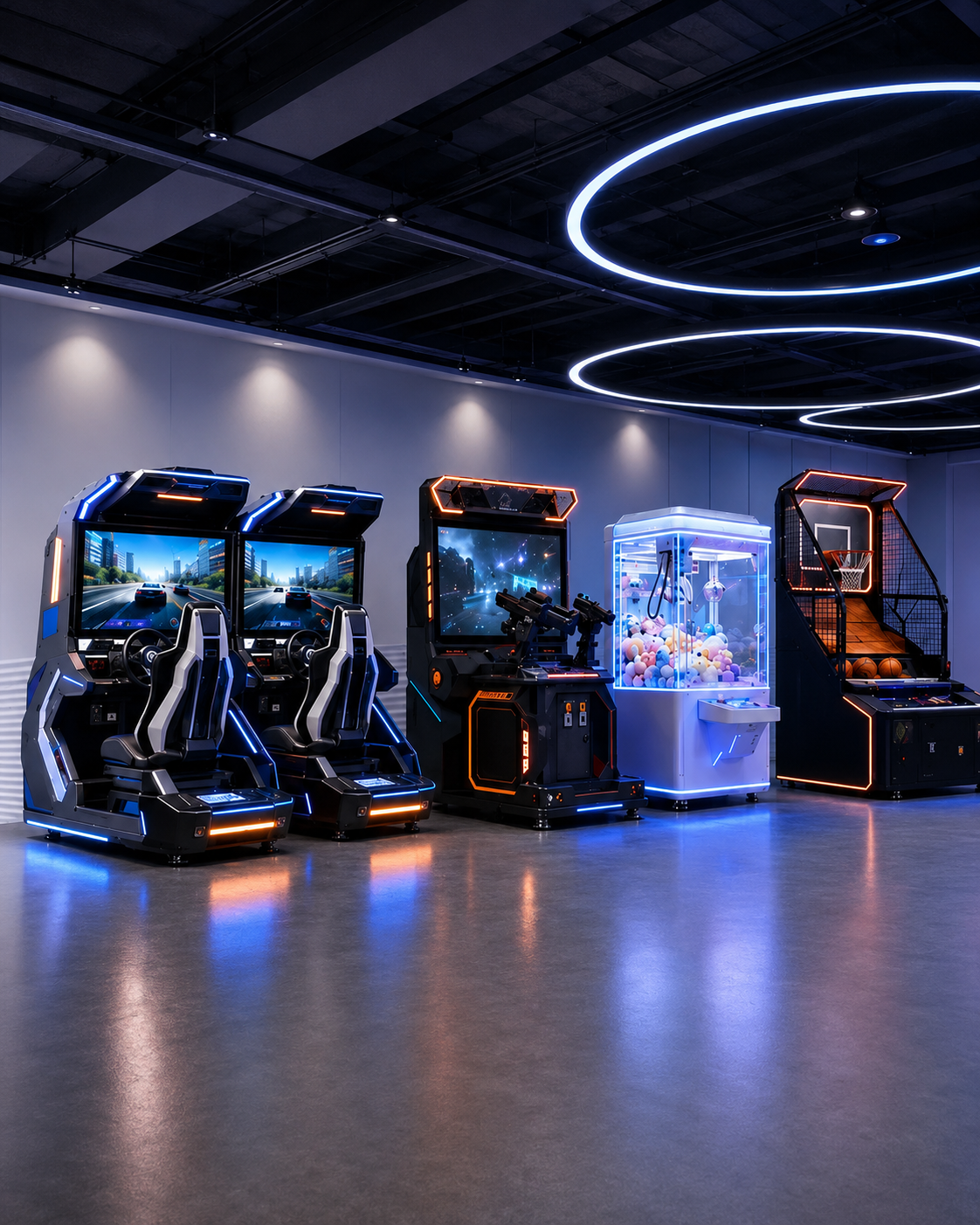 LeChuang arcade machine manufacturer commercial equipment showroom
