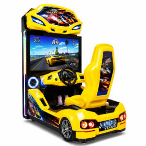 Car-shaped racing simulator arcade machine by LeChuang