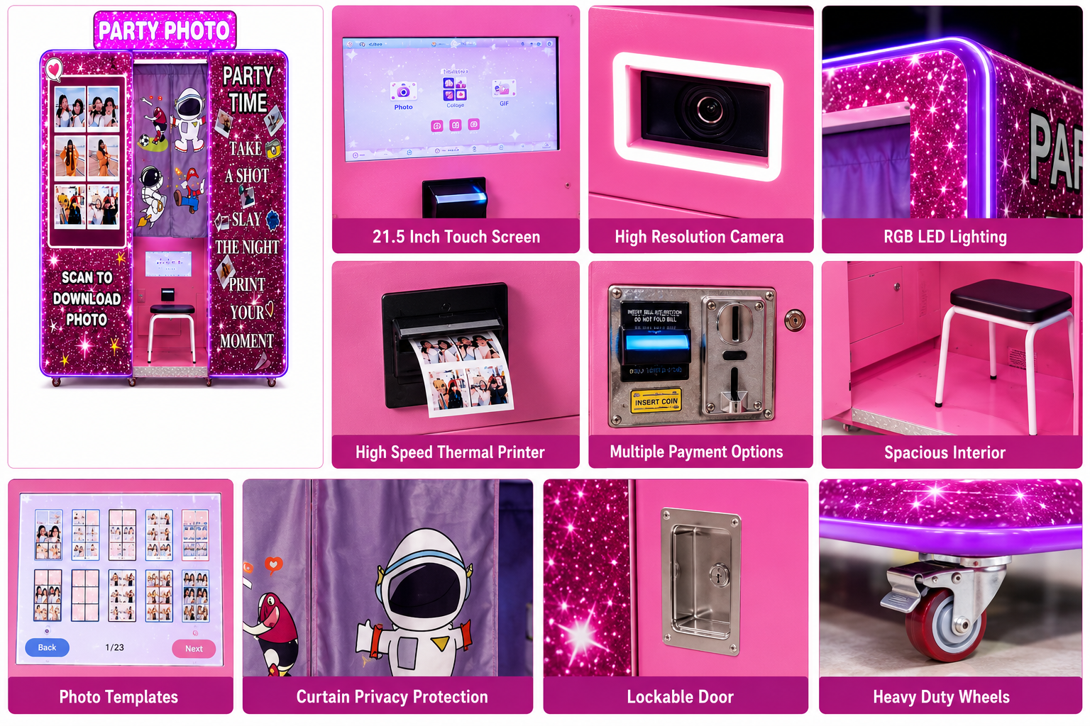 Commercial Party Photo Booth Machine – Self-Service Instant Photo Printing Kiosk | LeChuang - Image 4