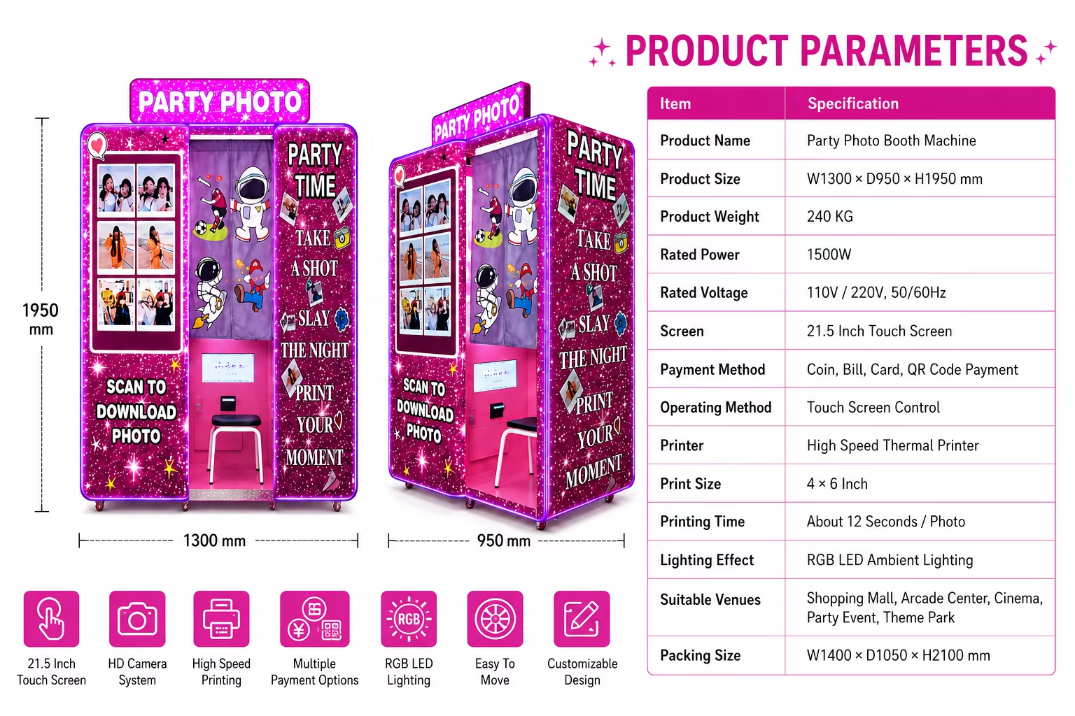 Commercial Party Photo Booth Machine – Self-Service Instant Photo Printing Kiosk | LeChuang - Image 3